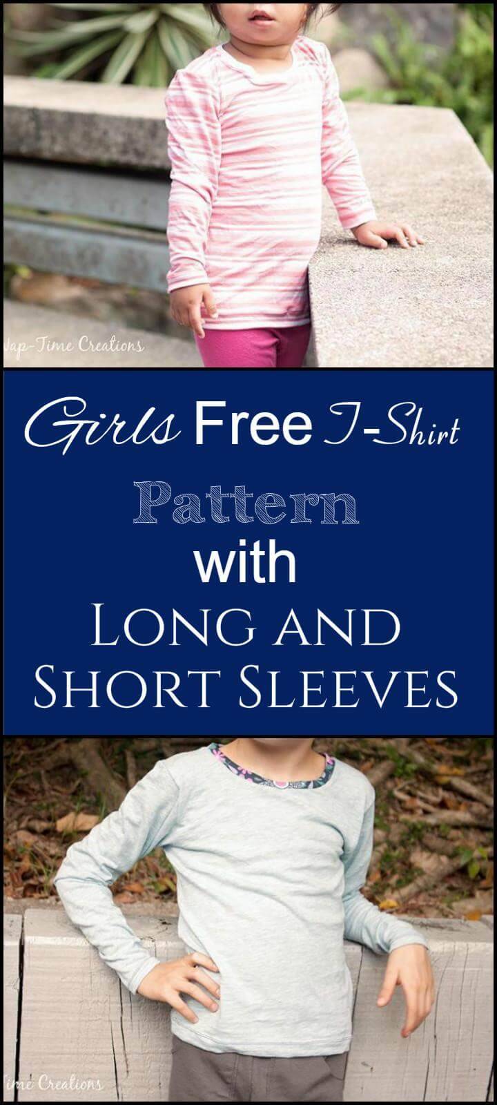 lovely girls free t-shirt pattern with long and short sleeve